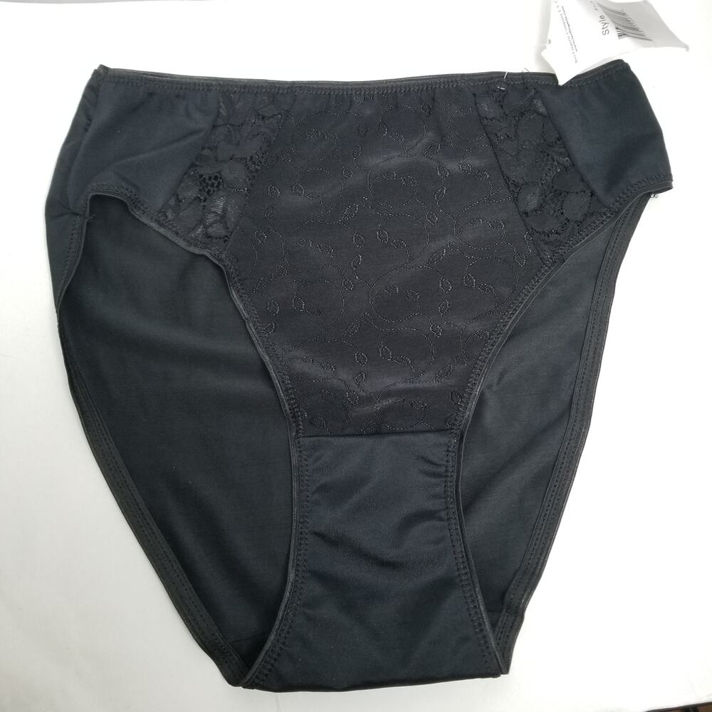 The Lingerie Co "Teri" Style 112 Black Bikini Panties Lace Insert Size 5